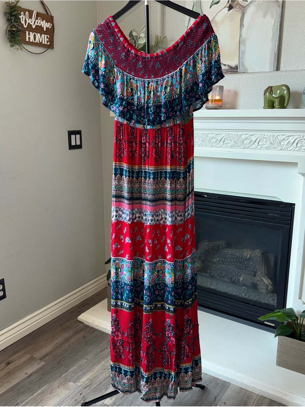 Patrons of Peace Floral Off-Shoulder Maxi Dress M - Picture 2 of 14